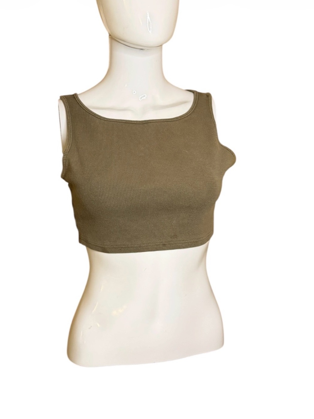 Princess Polly Olive Ribbed Square Neck Crop Tank